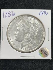 1886 UNC Morgan Silver Dollar Coin