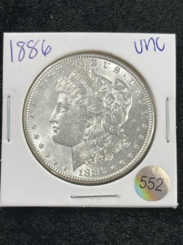 1886 UNC Morgan Silver Dollar Coin (1 of 2)