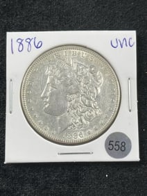 1886 UNC Morgan Silver Dollar Coin