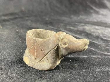 Opossum Effigy Pottery Pipe