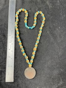1776 Peace Medal With Trade Bead Necklace