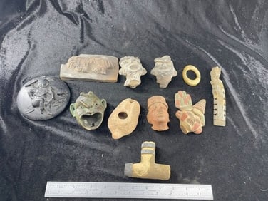 Large Group of Pottery Heads, Pipes, etc