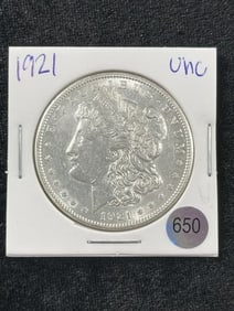1921 UNC Morgan Silver Dollar Coin