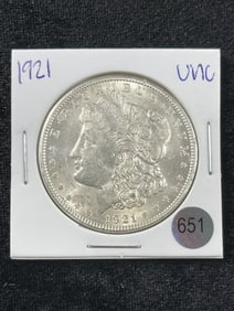 1921 UNC Morgan Silver Dollar Coin