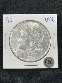 1921 UNC Morgan Silver Dollar Coin