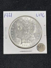 1921 UNC Morgan Silver Dollar Coin