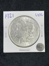 1921 UNC Morgan Silver Dollar Coin