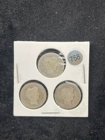 3 Barber Dimes Coins