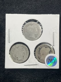 3 Barber Dimes Coins