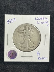1937 Walking Liberty Half Dollar Coin
