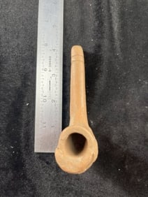 Owl Effigy Pottery Pipe
