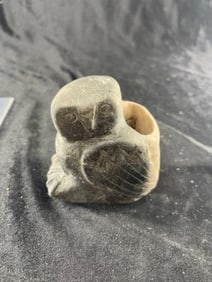 Owl Effigy Pottery Pipe