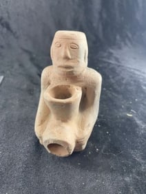 Human Effigy Pottery Pipe Indian Artifact Arrowhead