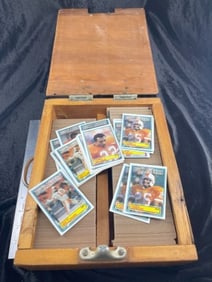Wooden Box of Football Cards