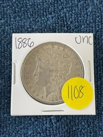 1886 UNC Morgan Silver Dollar Coin