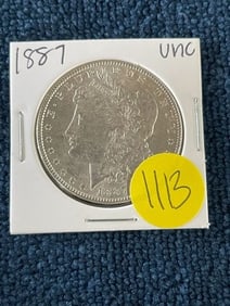 1887 UNC Morgan Silver Dollar Coin