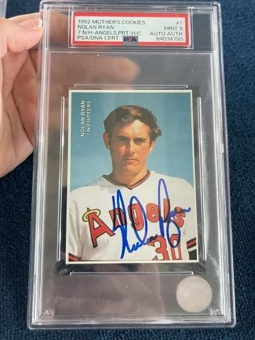 1992 Mothers Cookies Nolan Ryan Hand Signed Authentic Autograph Baseball Card (1 of 2)