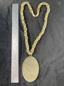 George Washington 1792 Trade Medal with trade Bead Necklace Indian Artifact Arrowhead