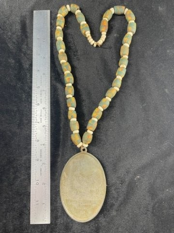 George Washington 1792 Trade Medal with trade Bead Necklace Indian Artifact Arrowhead (1 of 5)