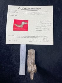 4 & 1/2" Popeyed Birdstone with Thomas Matthews COA from Petoskey Michigan Indian Artifact Arrowhead