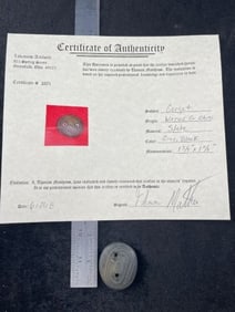1 & 3/4" Gorget with Thomas Matthews COA from Wayne County, Ohio Indian Artifact Arrowhead