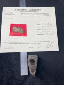 2 & 7/8" Eagle Pipe with Thomas Matthews COA from Noble County, Ohio Indian Artifact Arrowhead