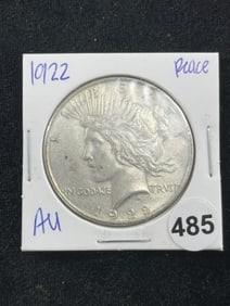 1922 AU Peace Silver Dollar Coin