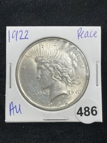 1922 AU Peace Silver Dollar Coin