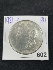 1921 S AU Morgan Silver Dollar Coin