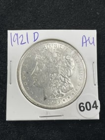 1921 D AU Morgan Silver Dollar Coin