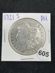 1921 S AU Morgan Silver Dollar Coin