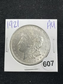 1921 AU Morgan Silver Dollar Coin