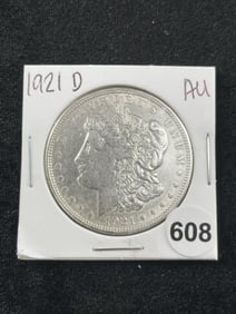 1921 D AU Morgan Silver Dollar Coin