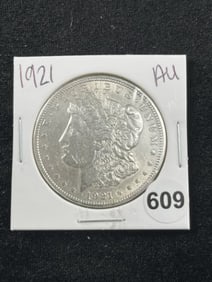 1921 AU Morgan Silver Dollar Coin