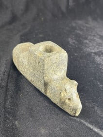 4 & 7/8" Stone Bear Effigy Pipe Indian Artifact Arrowhead
