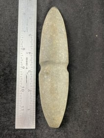6 & 3/4" Grooved Boatstone Indian Artifact Arrowhead
