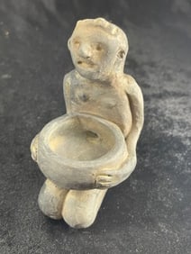 4 & 1/8" Pottery Human Effigy Pipe Indian Artifact Arrowhead