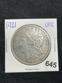 1921 UNC Morgan Silver Dollar Coin