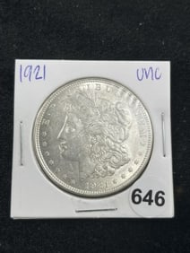 1921 UNC Morgan Silver Dollar Coin