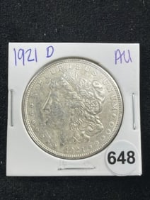 1921 D UNC Morgan Silver Dollar Coin