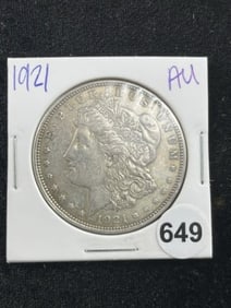 1921 AU Morgan Silver Dollar Coin