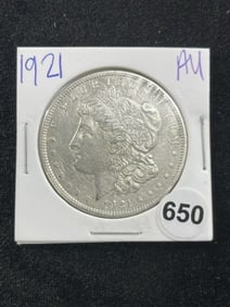 1921 AU Morgan Silver Dollar Coin