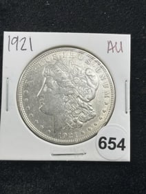 1921 AU Morgan Silver Dollar Coin