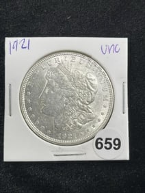 1921 UNC Morgan Silver Dollar Coin