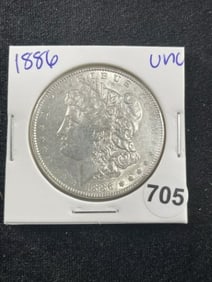 1886 UNC Morgan Silver Dollar Coin
