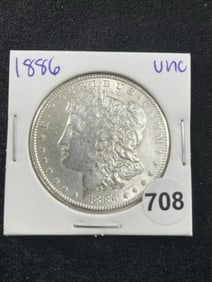 1886 UNC Morgan Silver Dollar Coin