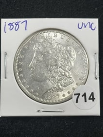1887 UNC Morgan Silver Dollar Coin