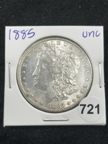 1885 UNC Morgan Silver Dollar Coin