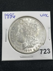1886 UNC Morgan Silver Dollar Coin