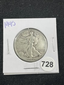 1945 Walking Liberty Half Dollar Silver Coin